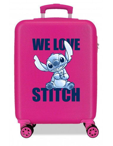 3651122 ABS SUITCASE 55CM 4W.  STITCH WE LOVE FUCHSIA